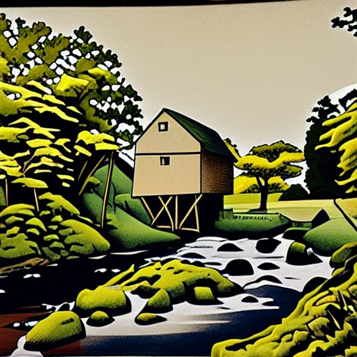 The same depth map re-rendered with the Hokusai style
